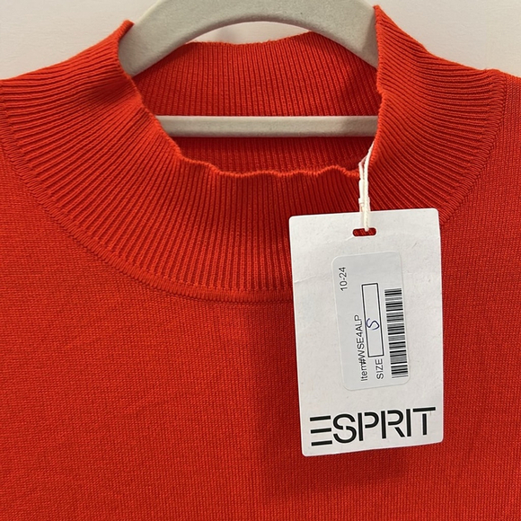 ESPRIT Elegant Orange Long Sleeve Sweater Dress NWT - Picture 6 of 11